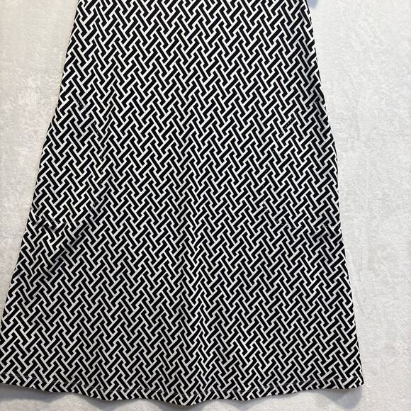 J. McLaughlin Black White Geometric Trapeze Short Sleeve Dress Size XS Pockets - Picture 6 of 16